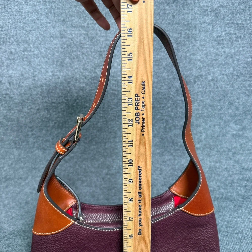 Dooney & Bourke Hobo Shoulder Bag Red Wine Pebble Leather Adjustable Strap